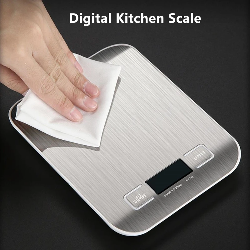 Balança de cozinha digital display led 10kg/1g painel aço inoxidável balanças eletrônicas casa jóias alimentos lanches pesando ferramentas cozimento