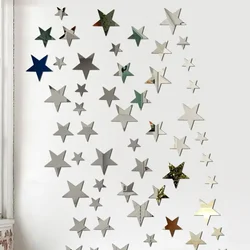 20 piezas pegatina de pared de estrella 3D acrílico Irregular espejo tocador decoración de sala de estar pegatinas de pared de dibujos animados para decoración del hogar de la habitación de los niños