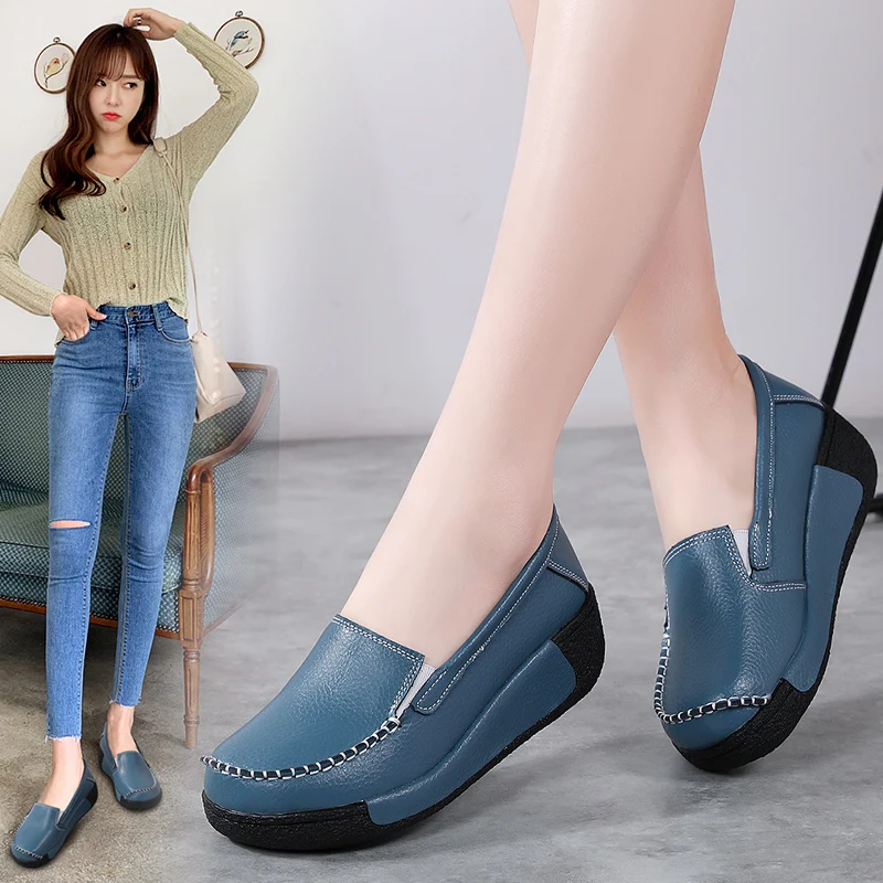 

Loafers Women 2022 Summer Woman Vulcanize Shoes Platform Leather Shoes Koran Women Height Increasing Mujer Casual Shoes 35-41