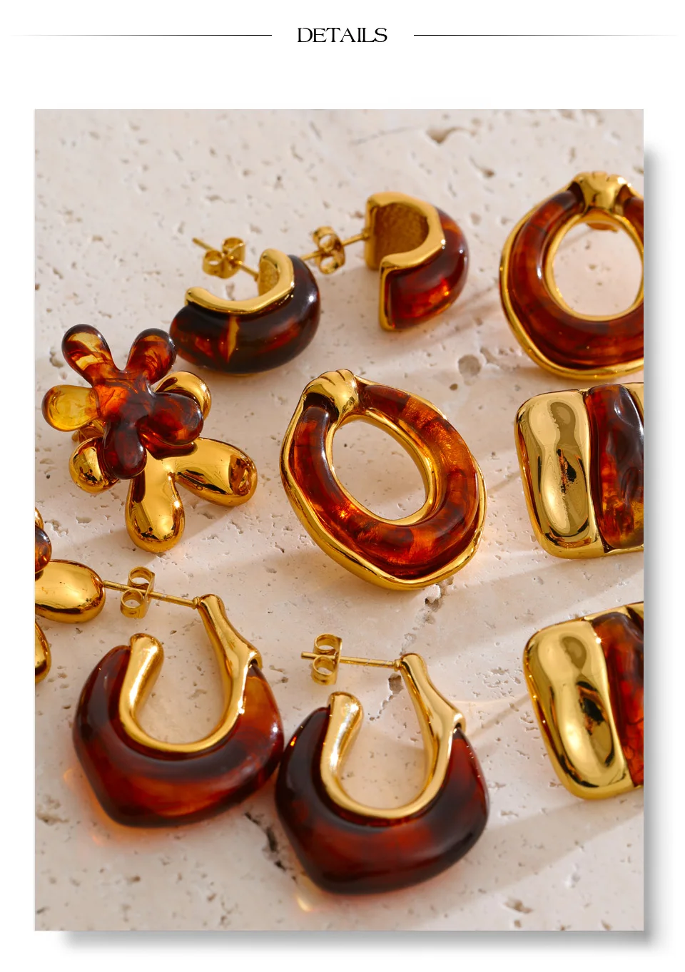 Yhpup New Arrivals Multi-Color Resin Round Square Geometric Earrings for Women Autumn Winter Style Daily Wear Fashion Jewelry