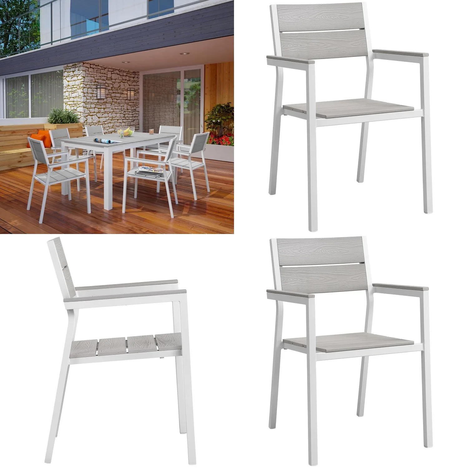 

7 Piece Outdoor Patio Dining Set Weather Resistant Table & Chairs for Garden Backyard Lawn, Customized