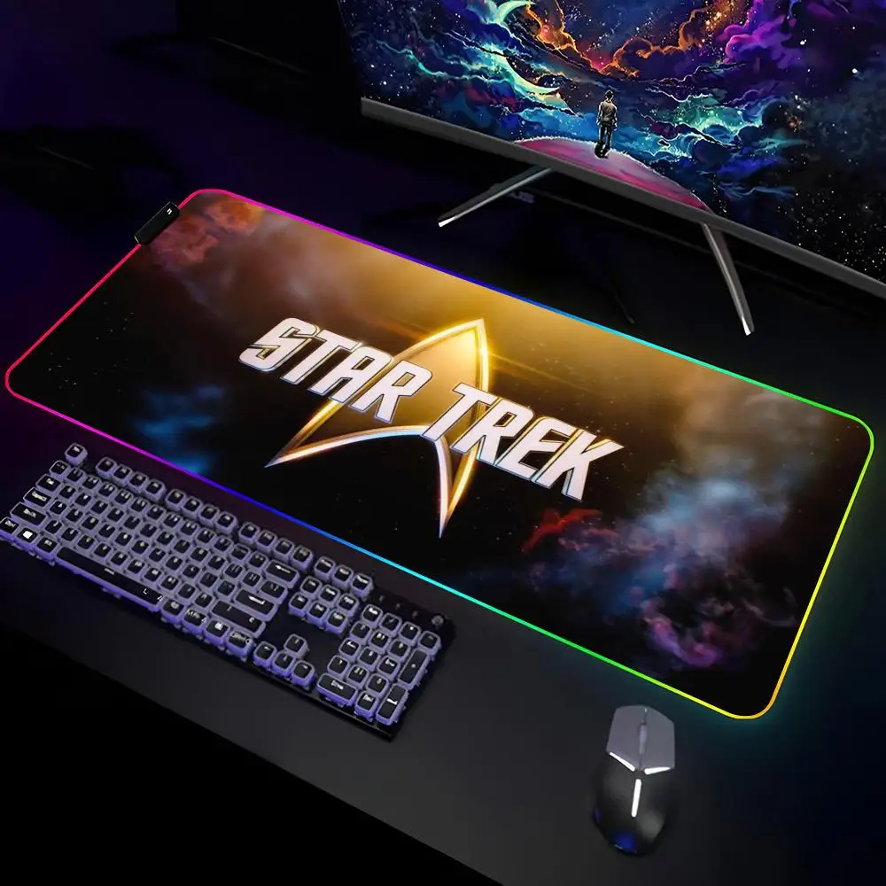 Star Movie T-Trek Soft Mouse Pad Gamer RGB Deskmat Keyboard Mat Gaming Laptops LED Mousepad Desk Protector Anime Mause Mats
