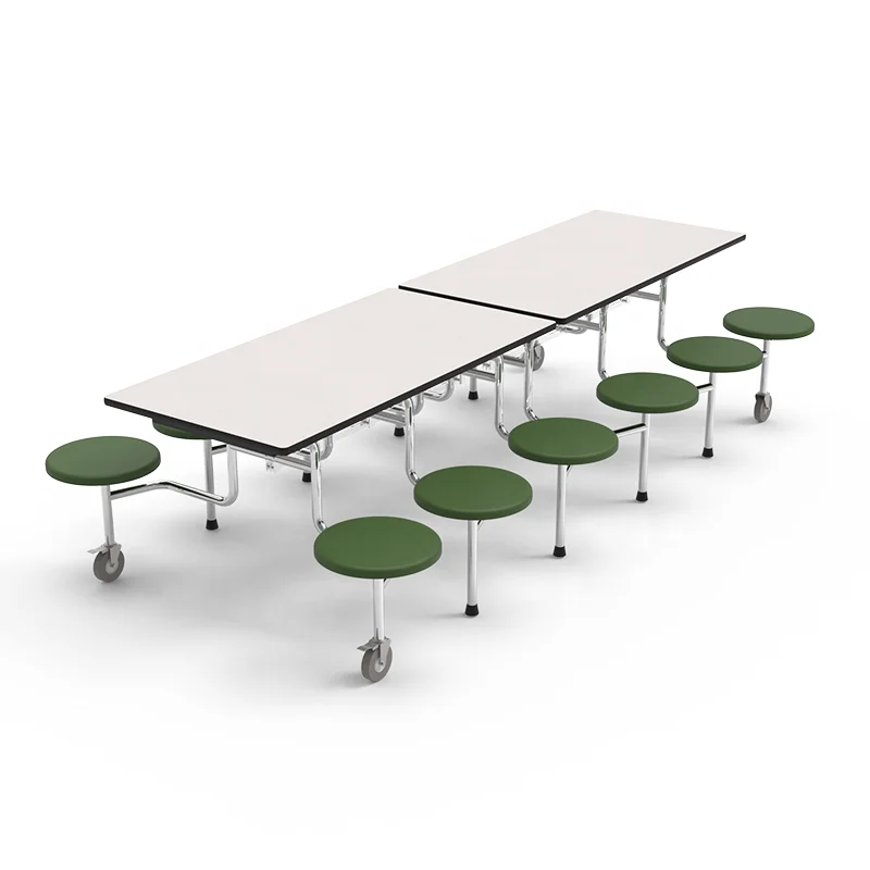 

12 Stools Mobile Folding School Canteen Table And Chair For Cafeteria