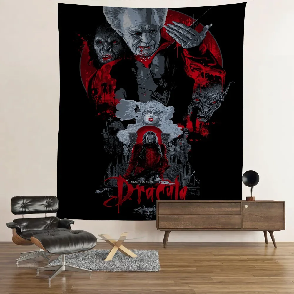 1 Stück Horror Vampir Dracula 1992 Anime Wandteppich Hippie Blume Wandteppiche Wohnheim Dekor Wandbehang Home Decor
