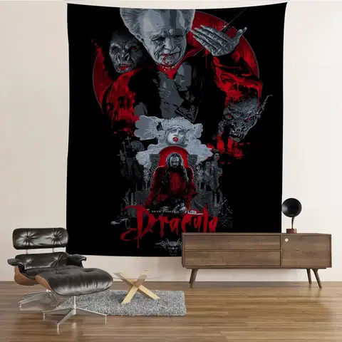 1pc Horror Vampire Dracula 1992 Anime Tapestry Hippie Flower Wall Carpets Dorm Decor Wall Hanging Home Decor