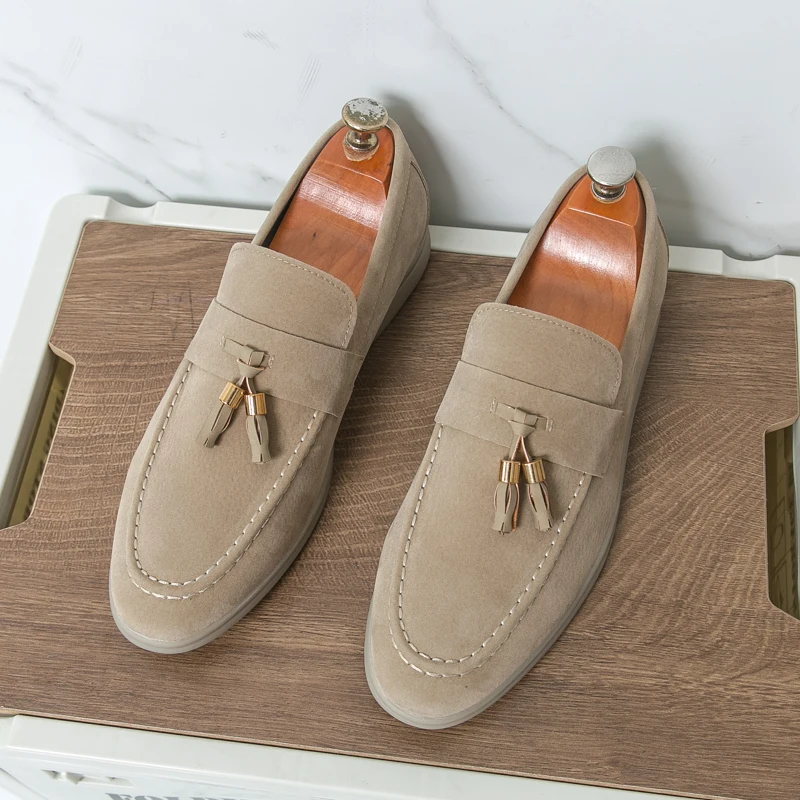 

Мужские лоферы из искусственной замши с бахромой, удобные классические деловые туфли, размеры 38-46