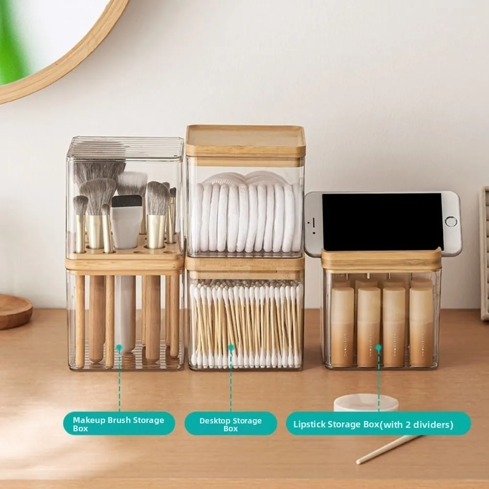 Clear Makeup Brush Holder Large Capacity Dust-proof Cosmetic Storage Box Waterproof with Lid Desktop Storage Container