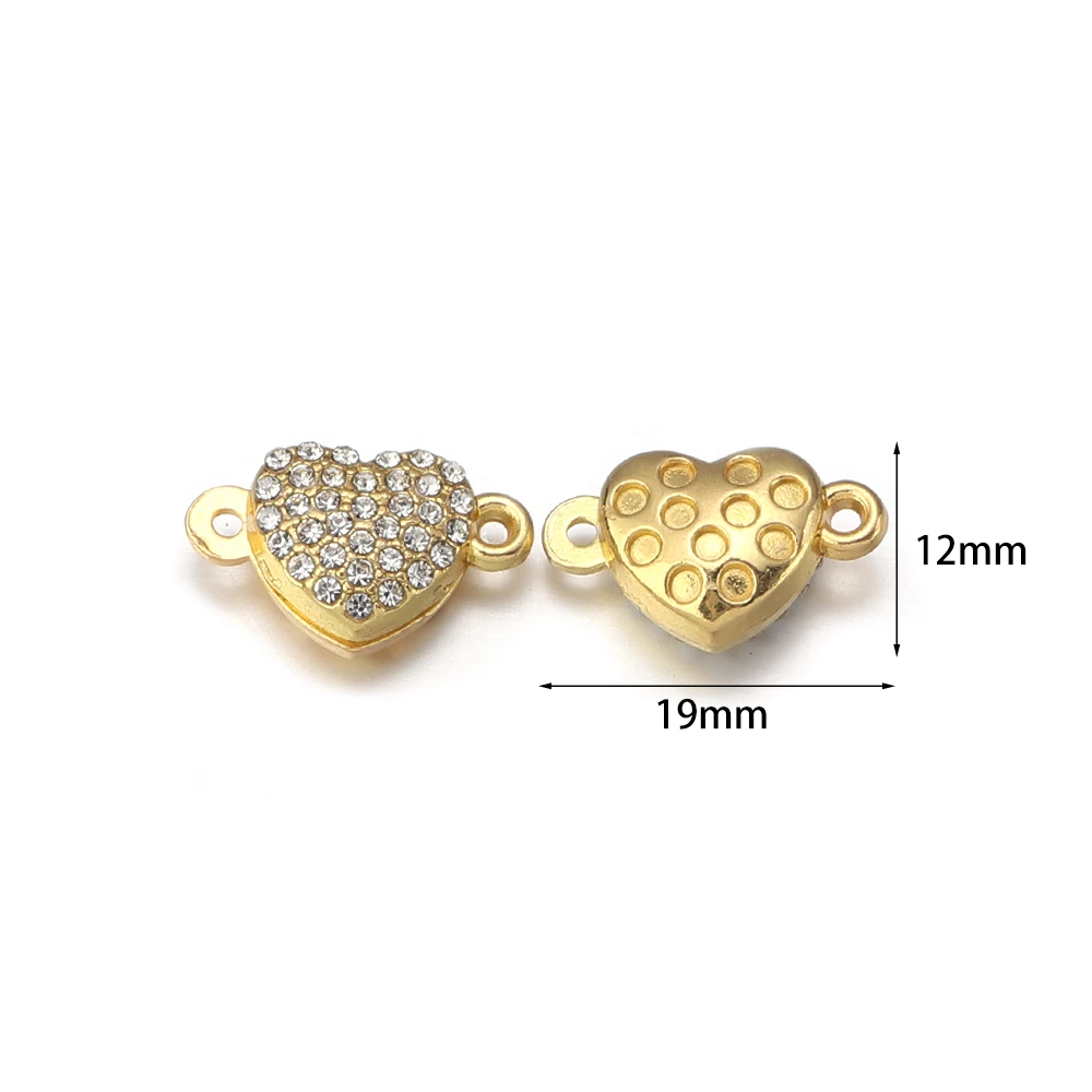 5Pcs/Lot 12×19mm Alloy Diamond-set Connector Peach Heart Shape Five Colors of Magnetic Buckle For Making Jewelry Found