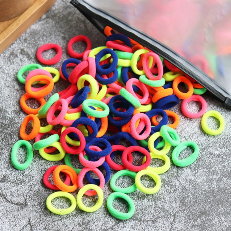 50/100 Stück Kinder elastische Haarbänder Mädchen Gum Scrunchie Gummiband für Kinder Nylon Haargummis Stirnband Baby Haarschmuck – Detail 5
