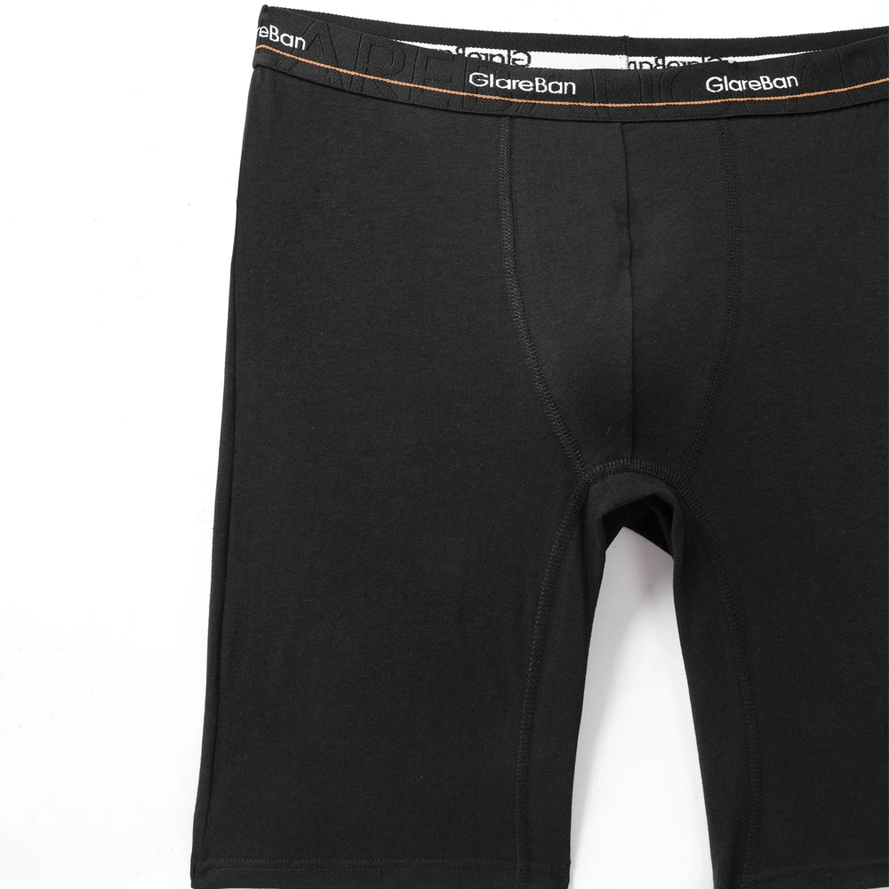 2 unidades de calzoncillos tipo bóxer de algodón negro para hombre, de tejido suave, con pernera larga, diseño clásico, ropa interior masculina de alta calidad, calzoncillos cómodos.