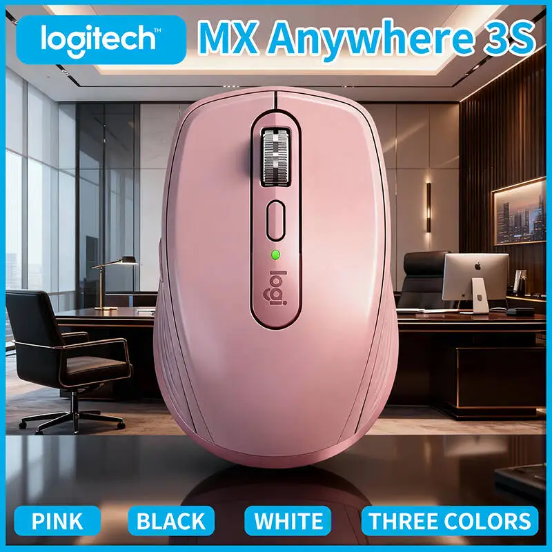 

Дорожная мышь Logitech MX Anywhere 3S — стеклянное отслеживание 8K DPI, гипер-Scroll, бесшумный щелчок, быстрая зарядка USB-C для работы/офиса