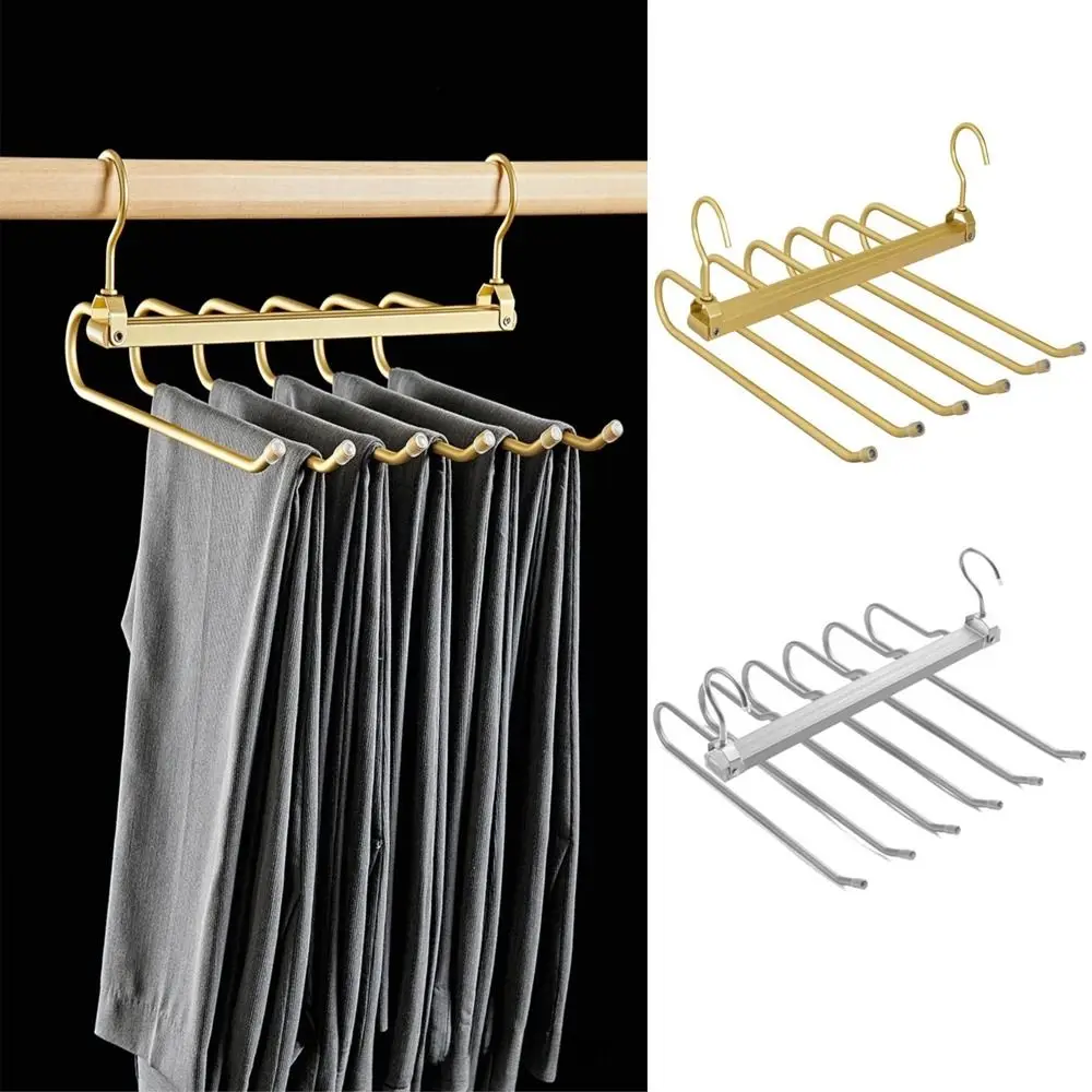 Grucce per pantaloni pieghevoli multifunzionali in lega di alluminio a 6 livelli 360 ° Appendiabiti con gancio rotante Rack per organizer per sciarpe resistenti