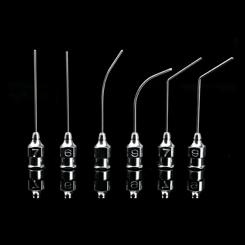 Ophthalmology flushing needle flat head oral stainless steel instrument tool lacrimal tract surgery No. 56789 straight corner