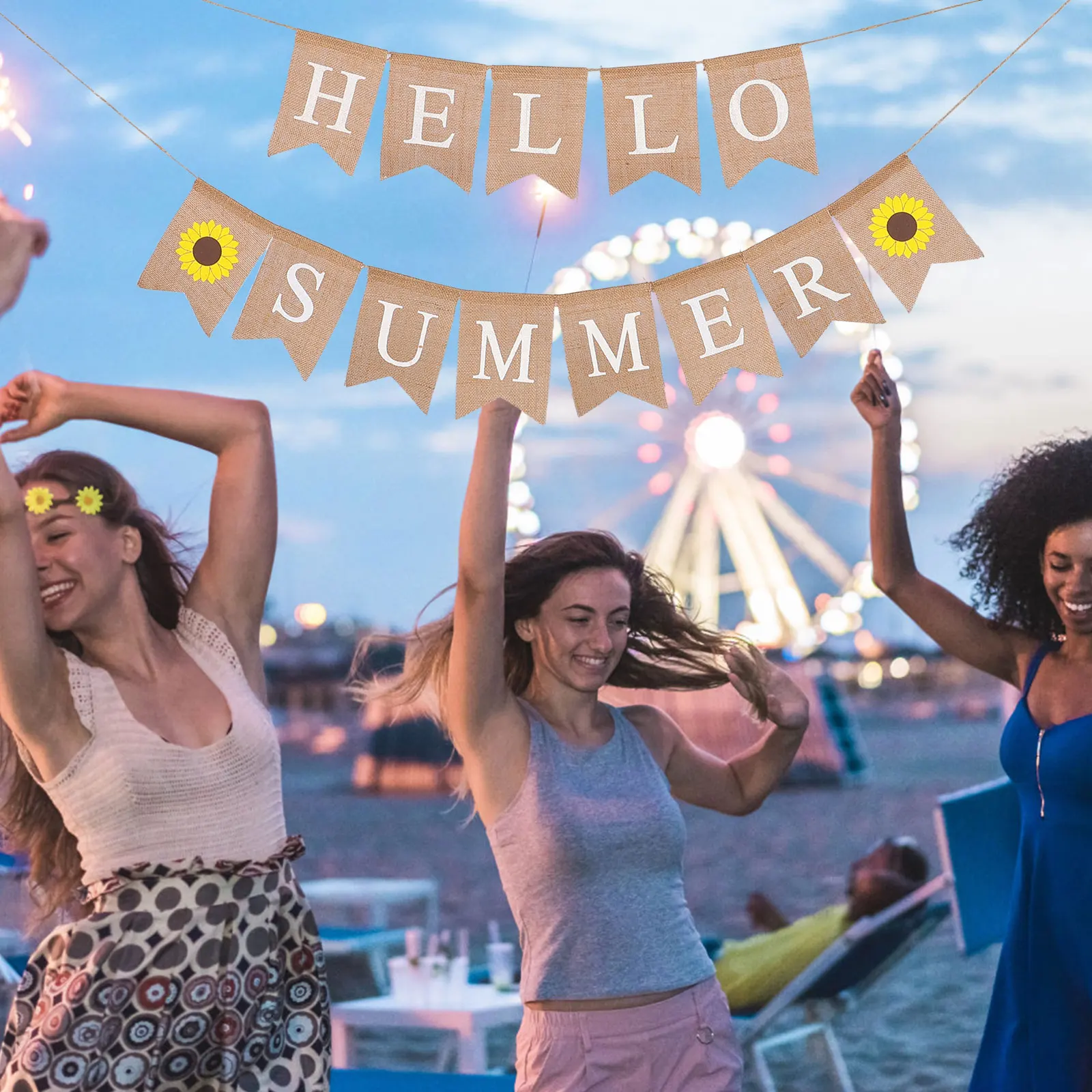 

Garland Hello Summer Letters Hawaii Party Bunting Banner Linen Dovetail Shape Decoration Wedding Birthday Event Supplies Burlap