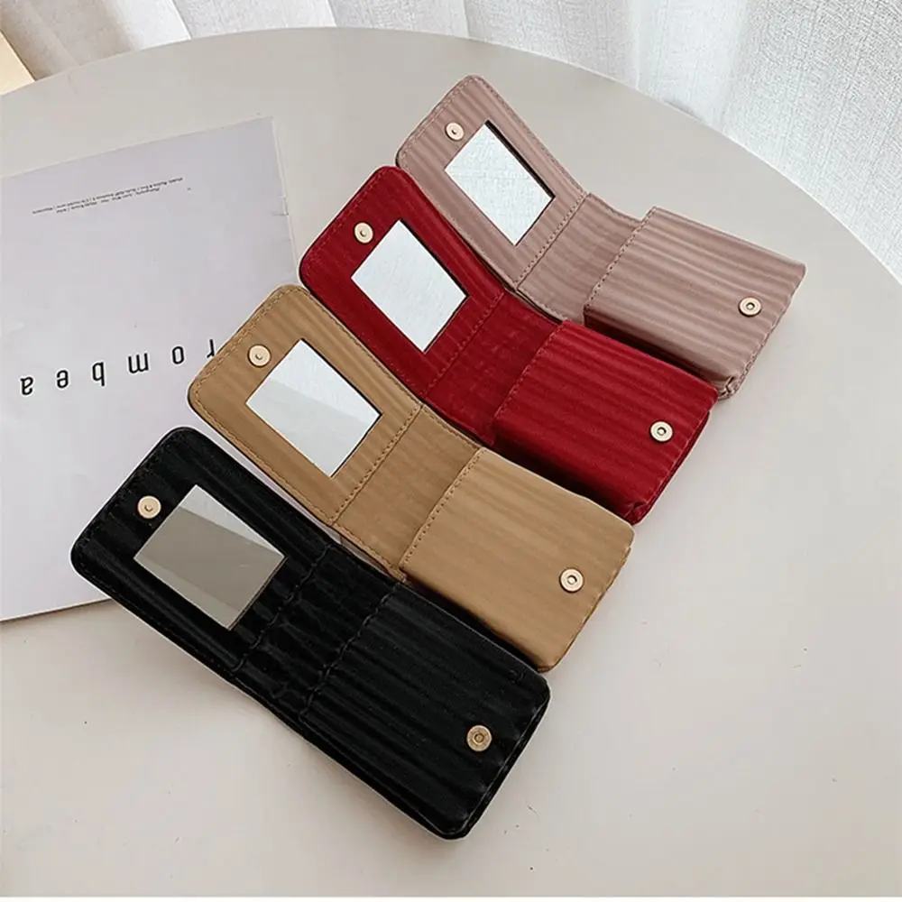 

Pu Leather Lipstick Bag Lipstick Storage Box with Mirror Mini Cosmetic Bag Lipstick Storage Bag Makeup Bag Lipstick Storage