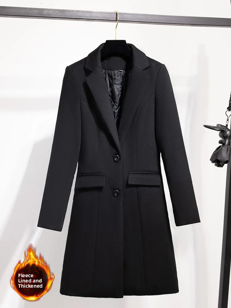 

Bla Woolen Coat Women's Winter Cotton Blend Medium-Length Career Formal Bank Ss Office 4S Store Woolen Coat Workwear