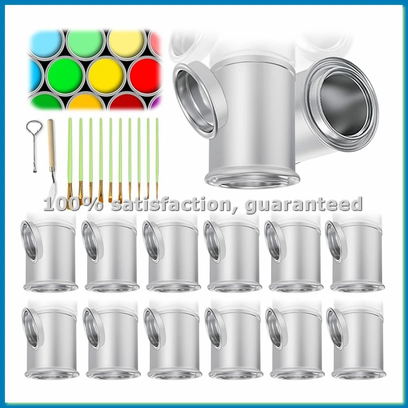 12Pack Empty Paint Cans with Lids,1/2 Cup Capacity Empty Unlined Paint Cans Paint Storage Containers,for Painting Crafts-ABLL