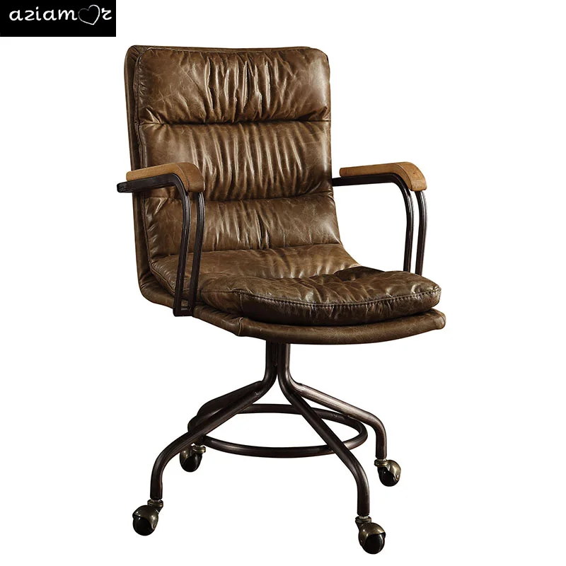 Vintage Whiskey Swivel Office Chair with Casters On-Site