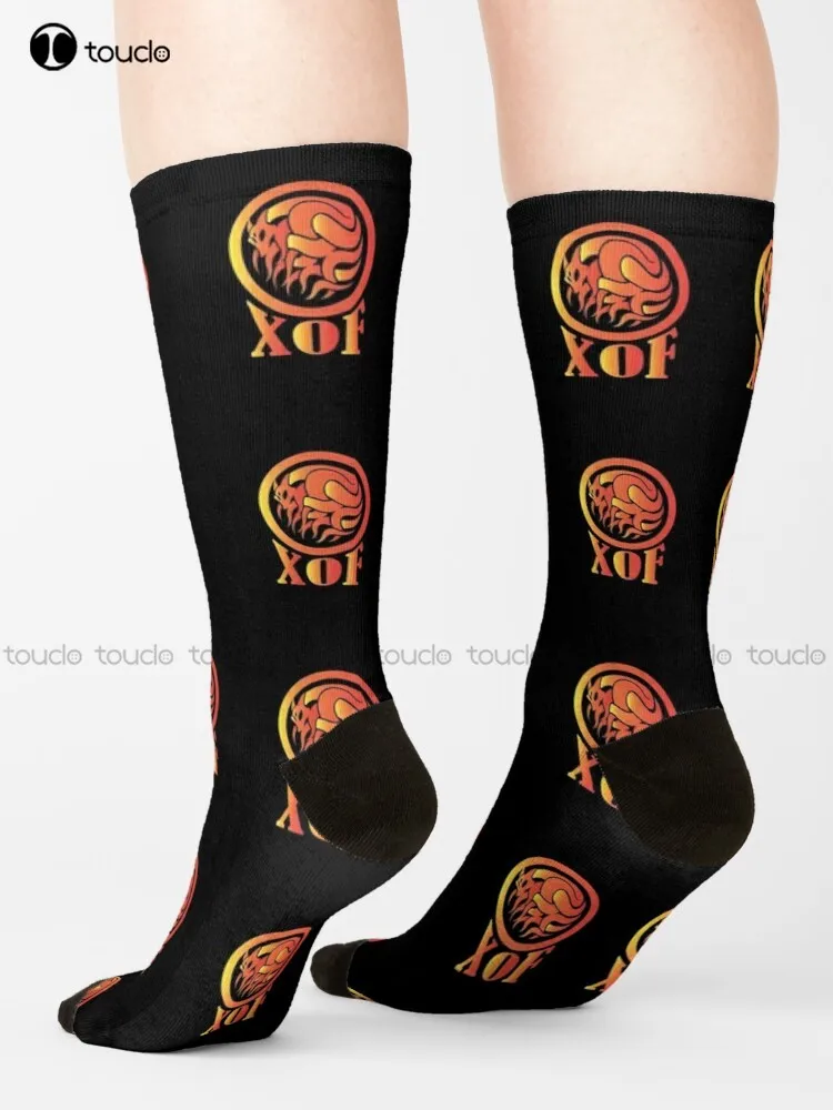 Xof Fox Logo Socks Personalized Custom Unisex Adult Teen Youth Socks Street Skateboard Socks Custom Gift Street Skateboard Socks