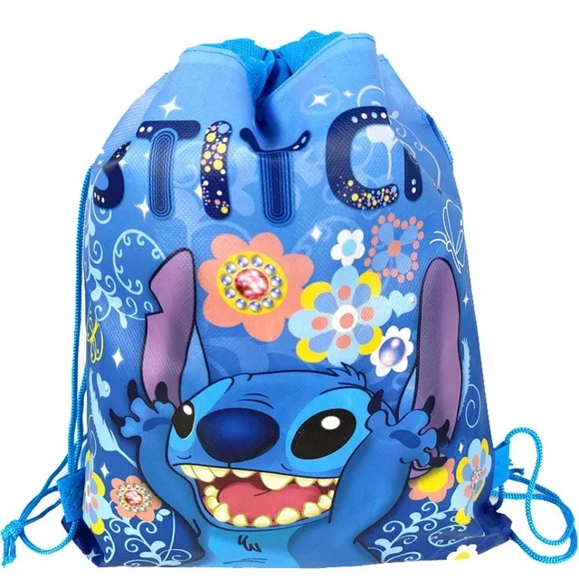 Disney-mochila de Anime Lilo & Stitch, bolsa con cordón, decoraciones para fiesta de cumpleaños de niños, suministros para Baby Shower, regalos