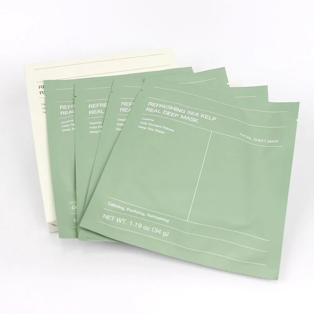 Máscara profunda real refrescante de algas marinhas, máscara de hidrogel noturna, calmante, controle de óleo e sebo, cuidados com manchas 1,19 onças (34g) x4ea