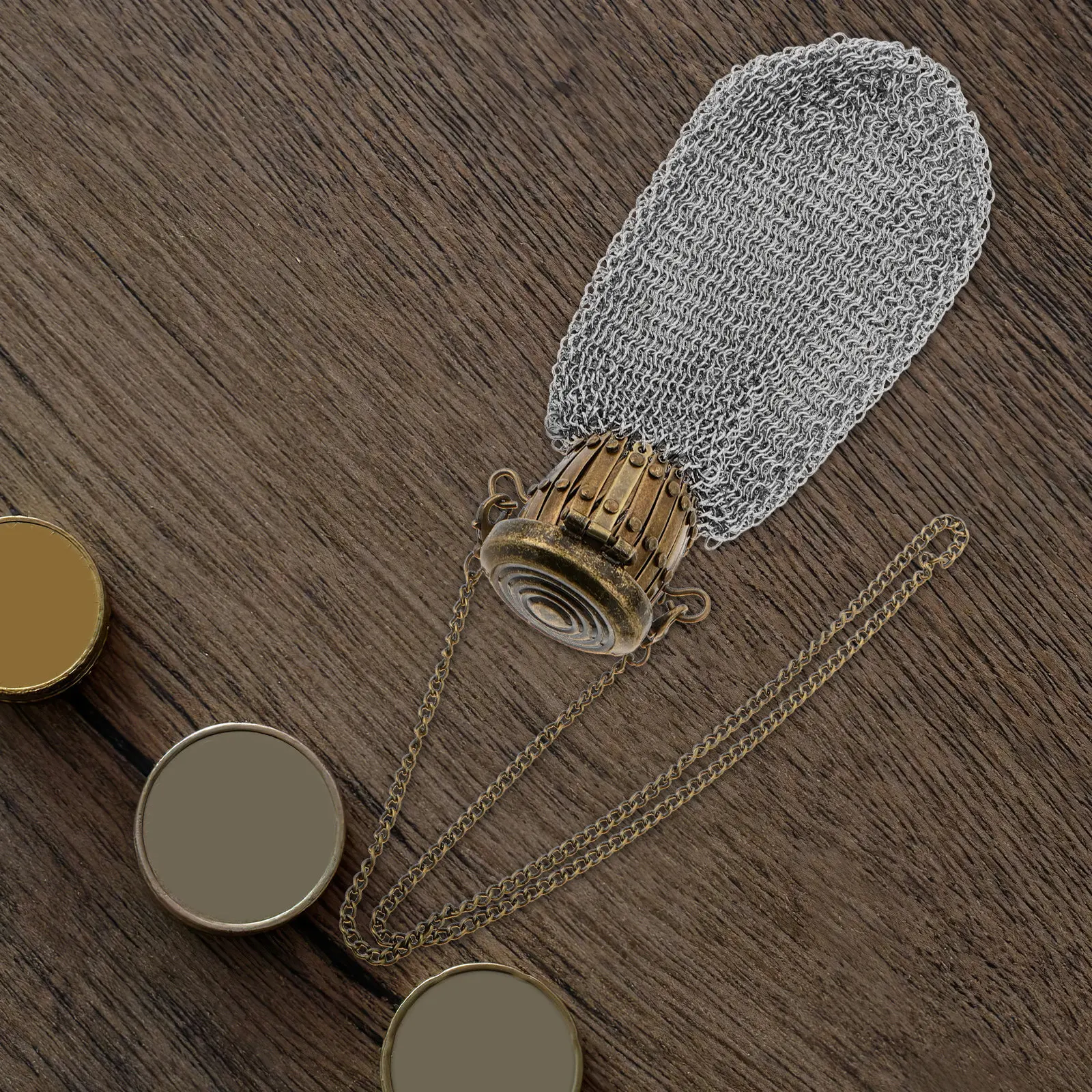 

Классический кошелек для монет с двойной сеткой, ретро-кошелек с поворотной крышкой из нержавеющей стали, винтажная сумка для мелочи, надежное хранение