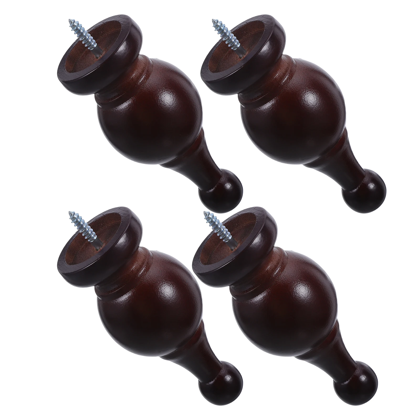 

4Pcs Curtain Rod Wood End Caps Fit 28Mm Finial Caps Decorative Roman Rod Ends Vintage Crown Style Replacement Curtains Supplies