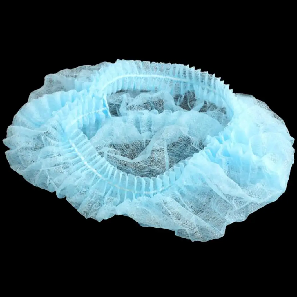 50pcs/pack Disposable Hair Caps Nets Tanning Catering Cap Non-woven Elastic Stretch Disposable Hair Cap