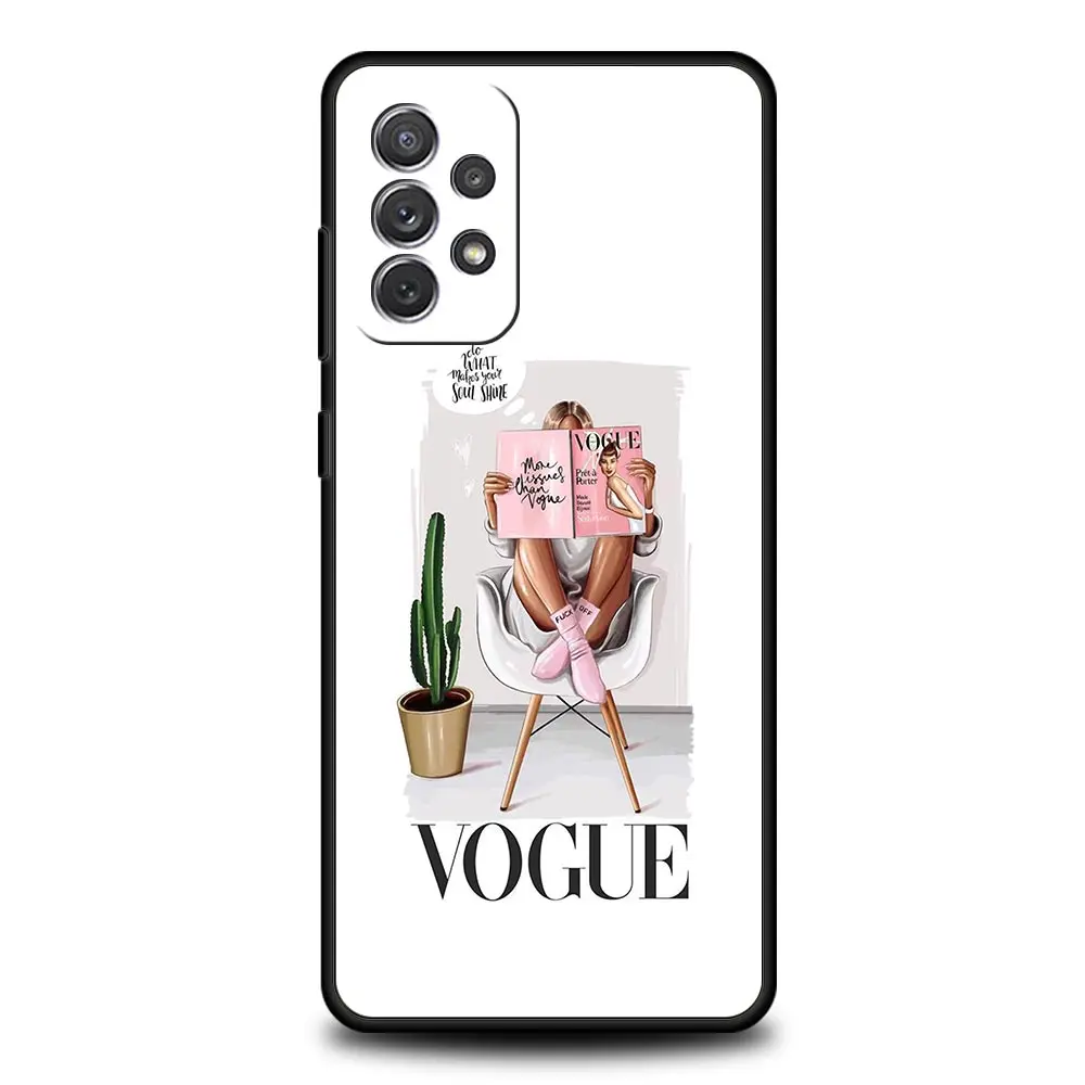 Phone Case For Samsung Galaxy A15 A13 A51 A71 A41 A31 A21S A03S A05 A35 A55 A23 A25 A33 A53 A73 5G Cover Girl Women Coffee Miss