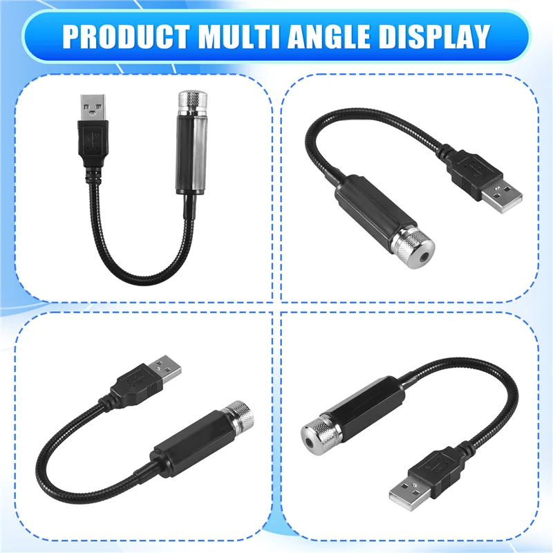 LICE-Car Светодиодные огни звездного неба Атмосфера интерьера автомобиля Потолочная ночная звезда Лампа USB Атмосферные огни