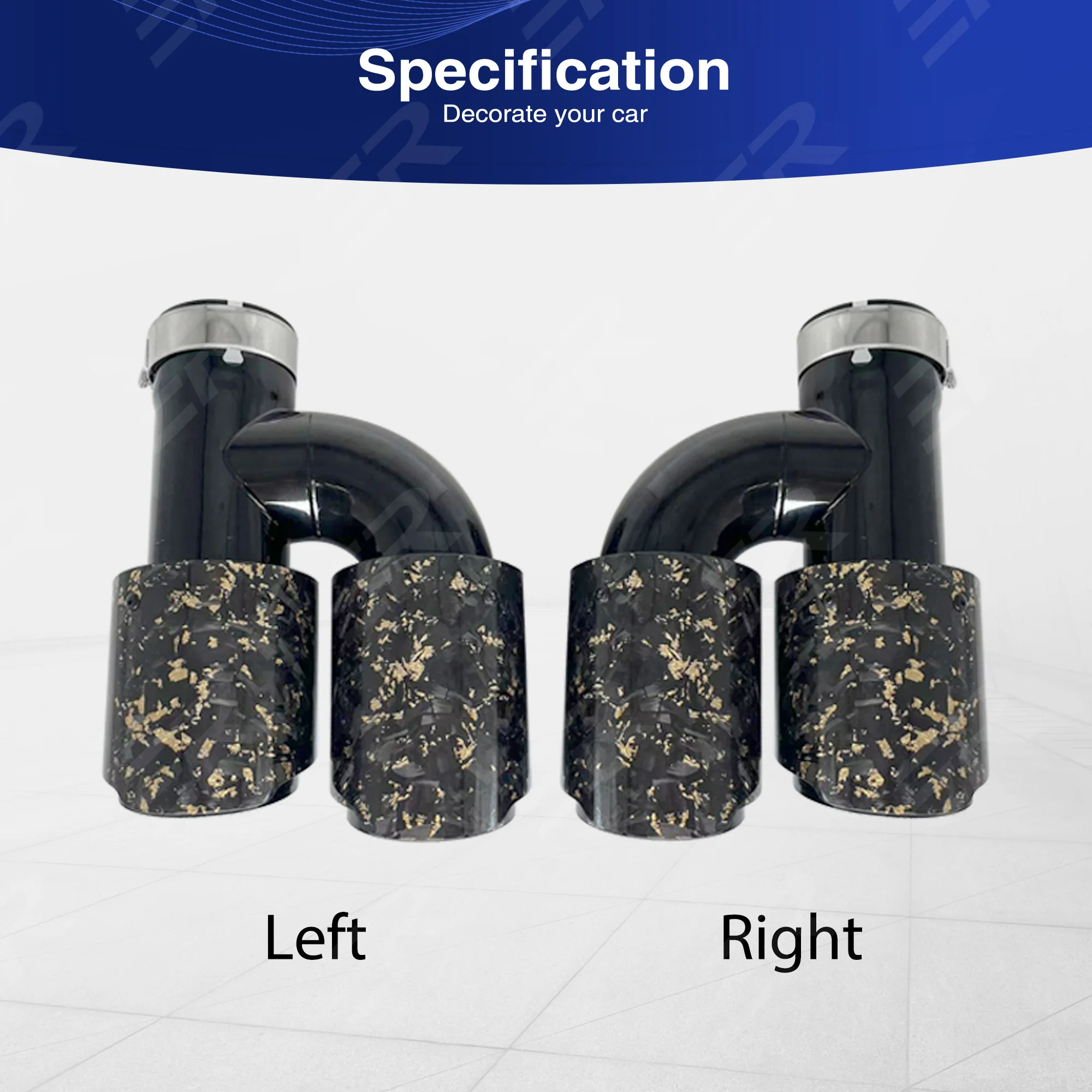 ER منفذ مزدوج العادم تلميح حقيقي لامع ألياف الكربون وعاء من الستانليس الأسود تعديل أنبوب كاتم صوت السيارات لتزيين السيارة #5