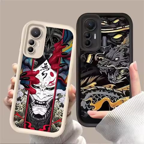 Japan Samurai Oni Mask Art Case for Xiaomi 13T 12T 11T 14T 13 12 11 Lite 5G NE POCO X6 X5 F6 F5 F3 X4 GT X3 NFC M5S C65 M6 Pro
