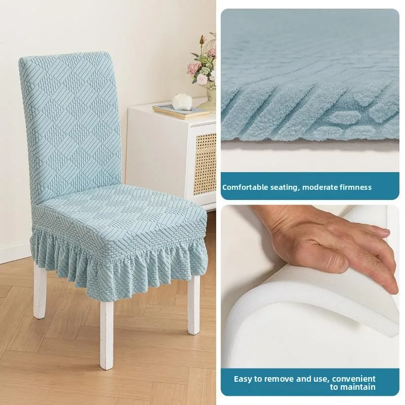 2024 New Sponge Pad Chair Cover Four Seasons Universal Back Integrated Dining Chair Cover Thick Elastic Stool Cover