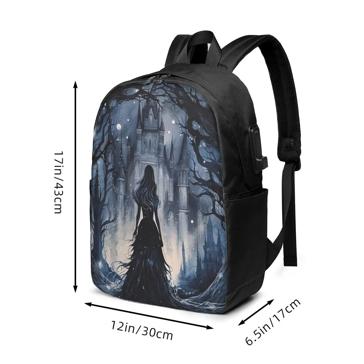 A Mysterious Woman In The Dark Forest Backpack Travel Notebook Bag Computer College Student School Bag Laptop Shoulder Bags