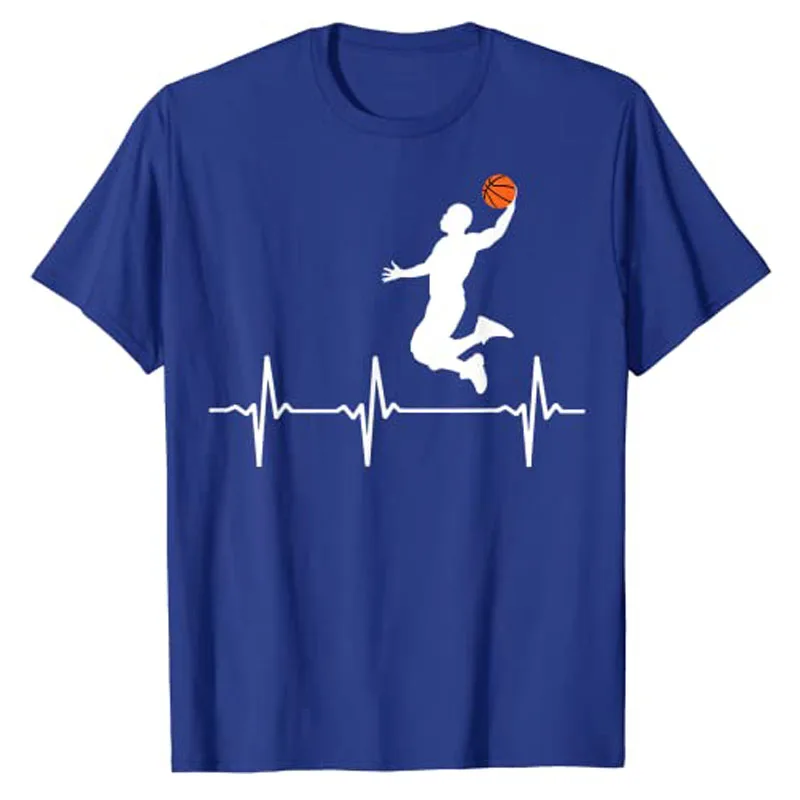 Basketball Heartbeat Shirts for Men and Boys T-Shirt Basketball-Lover Graphic Tee Tops Sportswear Clothes Short Sleeve Blouses