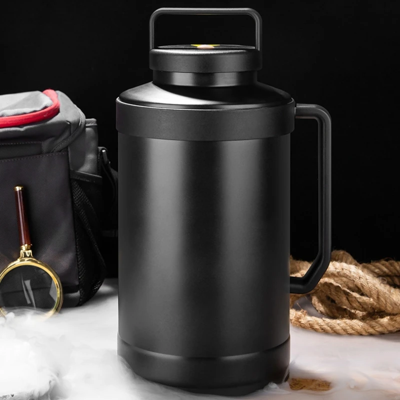 

Stainless Steel Dry Ice Bucket Thermos Outdoor Portable 6L Cold Insulation Water Bottle Commercial Camping Dry IceThermo Bottle