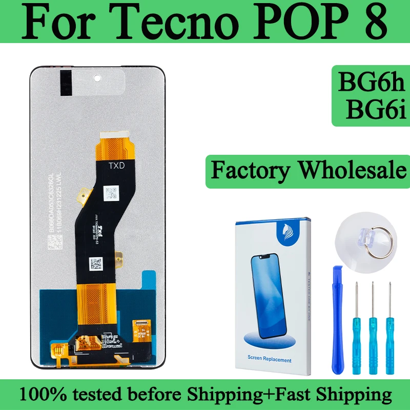 BG6h BG6i 100% testé Premium Lcd pour Tecno Pop 8 écran tactile numériseur panneau assemblée écran Lcd avec cadre