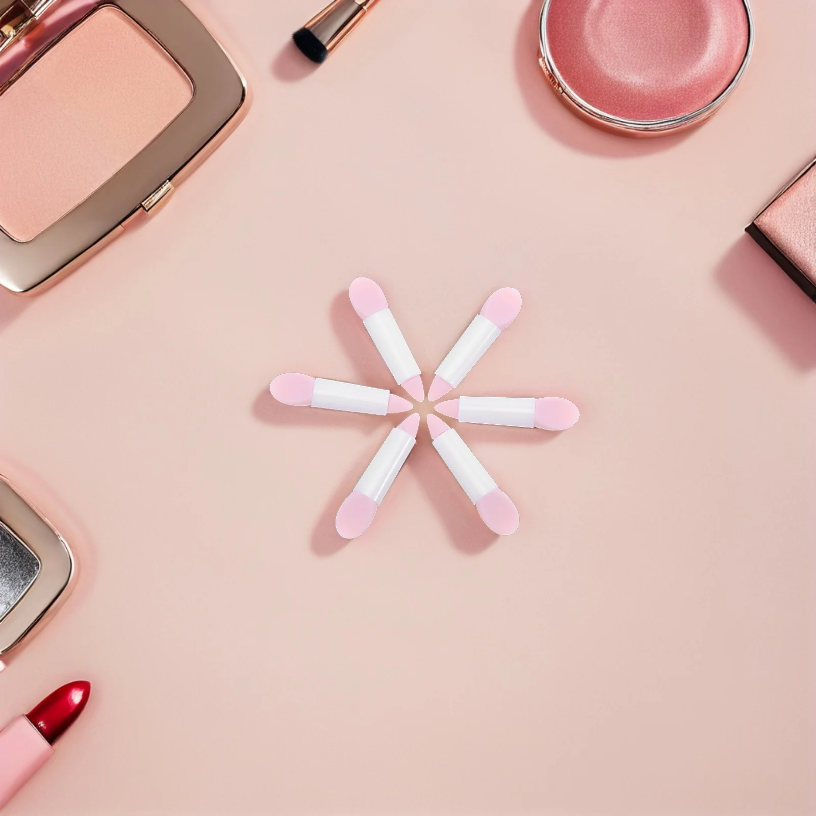 50 Uds. Brochas de maquillaje de labios de silicona, cuchara para máscara de labios de doble punta y aplicador de sombra de ojos con brillo, aplicador de maquillaje, palos reutilizables