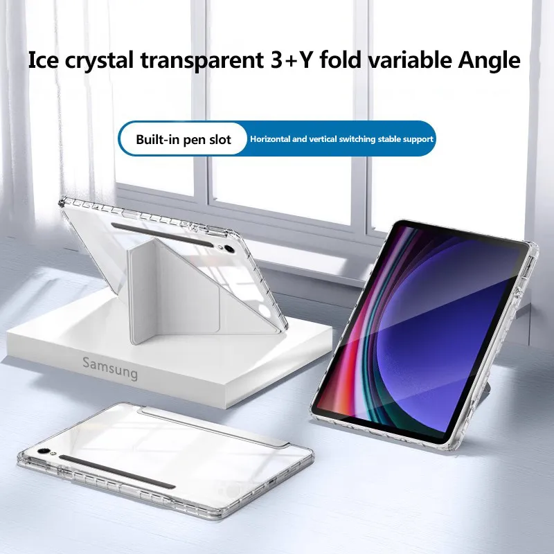 

Transparent Acrylic Case For Samsung Galaxy Tab S10 Plus 12.4 2024 S10+ S9 FE Plus A9Plus S9 S8 S7 Cover With Pencil Holder