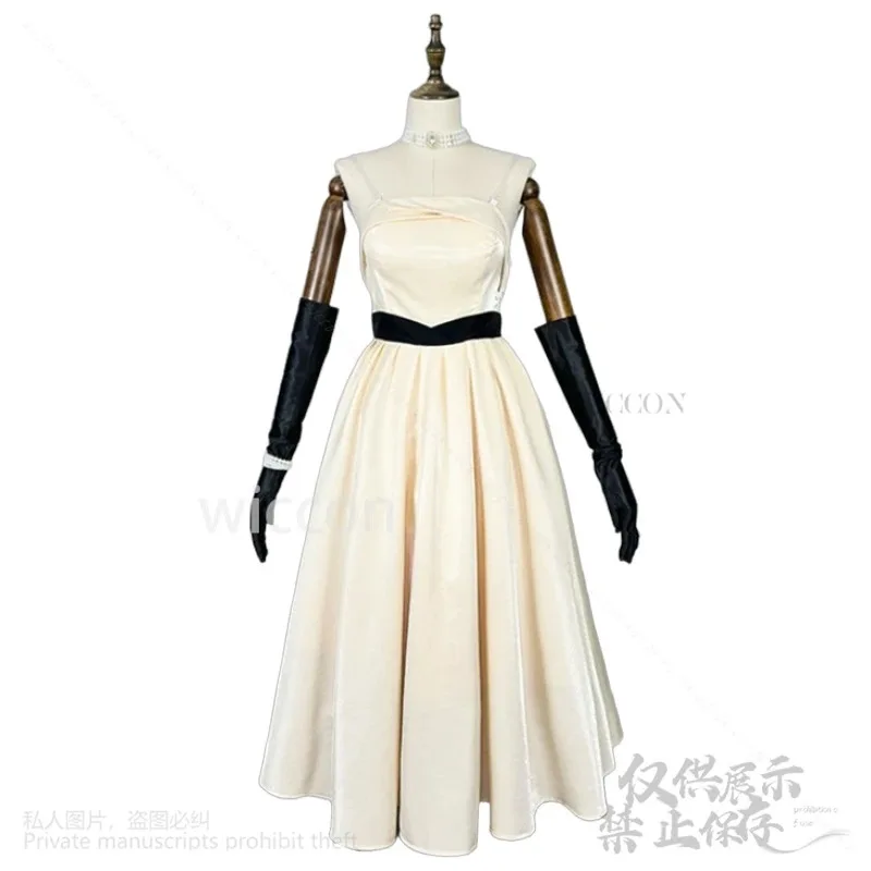 

asdh8@Anime Game Love And Deepspace Cosplay Heroines Melted Glow White Evening Dress Soaked Night Black Lolita Wig Necklace Cust