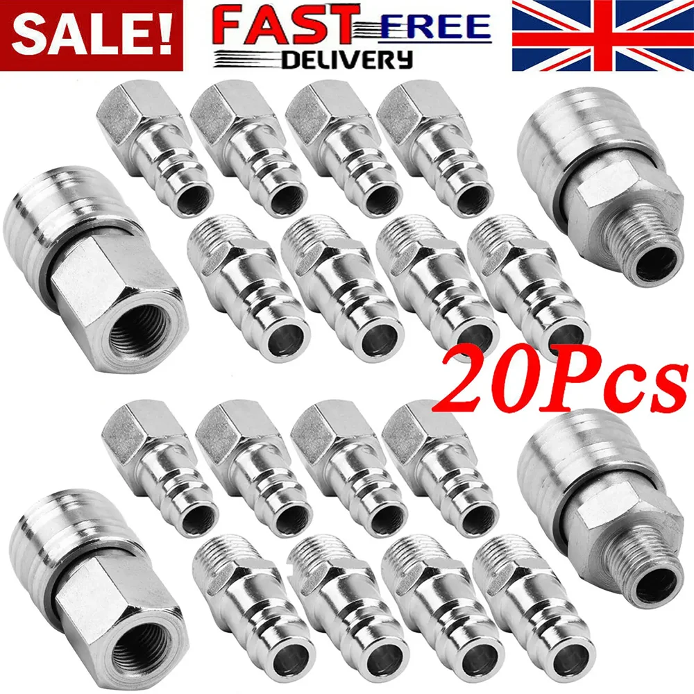 20 PCS Air Line Hose Compressor Fitting Coupling Connector Quick Release 1/4BSP