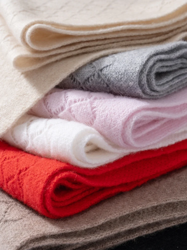 Women Wool Cashmere Openwork Scarf Pashmina Simple Big Scarves Wrap Shawl Men Cashmere Light-thin Outer Wraps Hijab