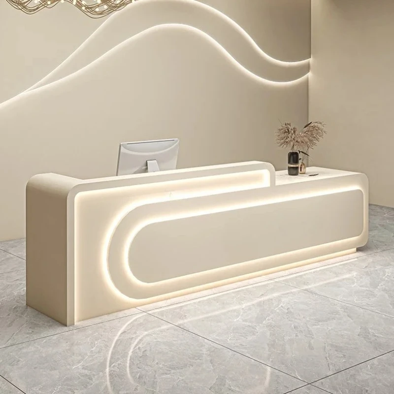 Aesthetic Elegant Bar Counter Cabinet Modern Delicacy Checkout Shop Reception Desks Unique Luxury Mostrador Commercial Furniture