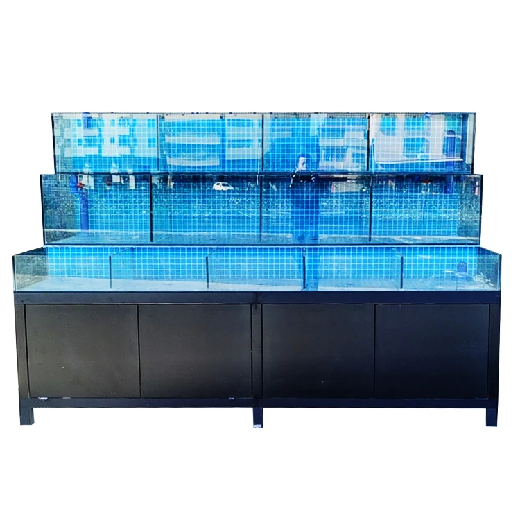 Tanques de peces de acuario de agua salada grande personalizados, tanque de Coral de arrecife acrílico, tanques de acuario de vidrio para piscina de mariscos para uso marino