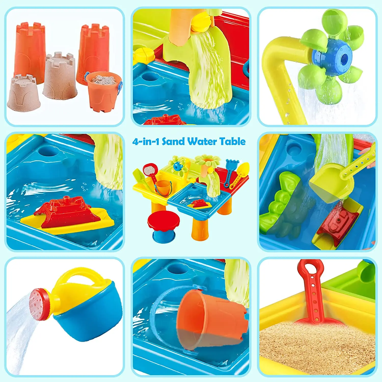 Beach Table Sand Play Toys Children Outdoor Games Baby Water Sand Dredging Tools Beach Table Play Sand Pool Set Toy for Kid Gift