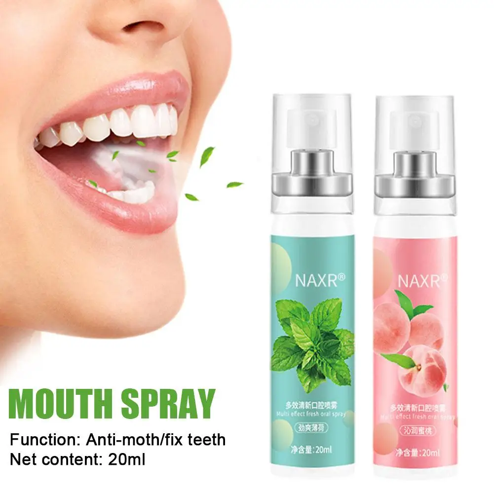 Oral Fresh Spray 20ml Odświeżacz do ust Leczenie zapachu jamy ustnej Brzoskwiniowy oddech Litchi Usuń trwałe złe pielęgnację jamy ustnej Świeży smak V9D2