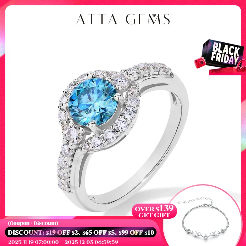 

ATTAGEMS карат круглая огранка синяя фотосессия для женщин ангельские глазки S925 серебро 18K позолоченная Обручальная Свадебная вечеринка подарок новинка