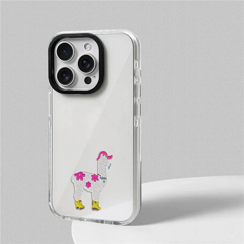 Knitting Alpaca Phone Case For iphone 17 16 15 14 13 12 11 Pro Max Plus Air Soft TPU Shockproof Back Cover