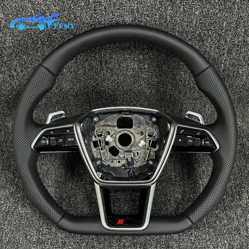 

Для Audi A6,A7,A8,S6,S7,S8, левый и правый перфорированный спортивный руль с плоским дном поставляется с кнопками и лопастями.