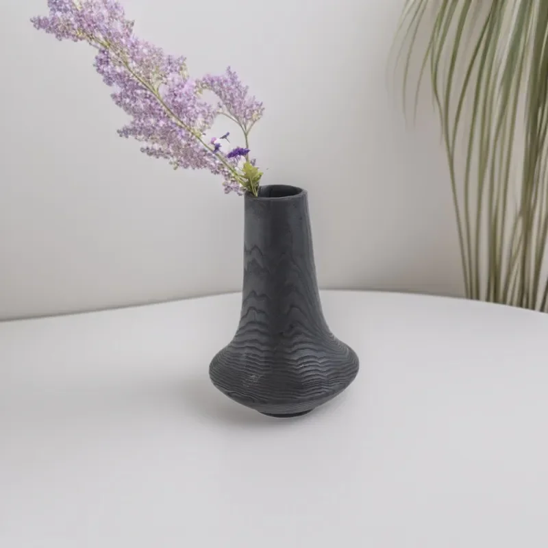 Handmade New Chinese Style Carbonized Chestnut High Neck Black Vase Home Furnishing Villa Art Museum Decorative Ornaments